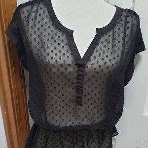 Daniel Rainn Black Lace Peplum Top Size Small